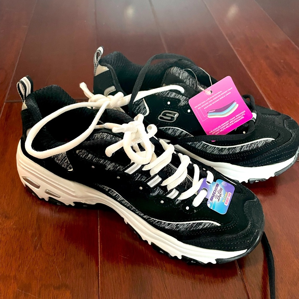 Skechers D-Lites Black and White Sneakers